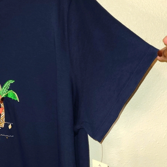 Alfred Dunner Woman Island Hopping Embroidered Design Pullover, Top Size 2X Navy - Picture 9 of 11